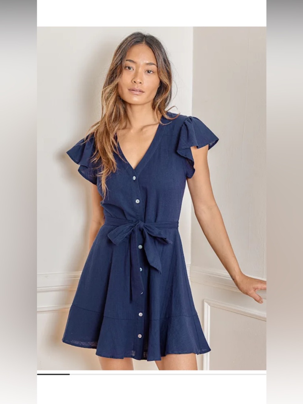 Lulus Daytime Dreamer Navy Blue Button-Up Mini Dress